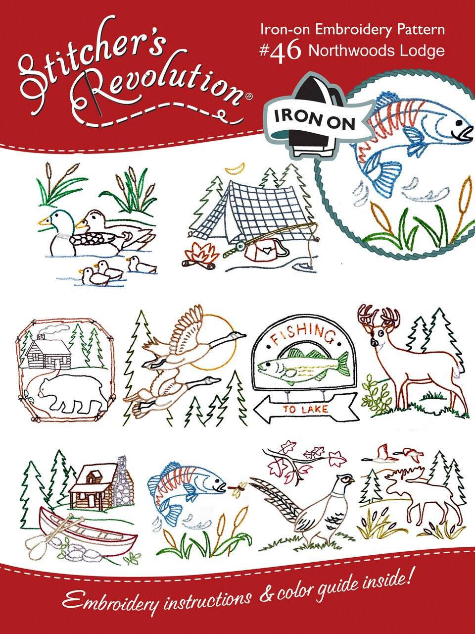 Stitcher's Revolution Northwoods Lodge SR46 embroidery iron on pattern